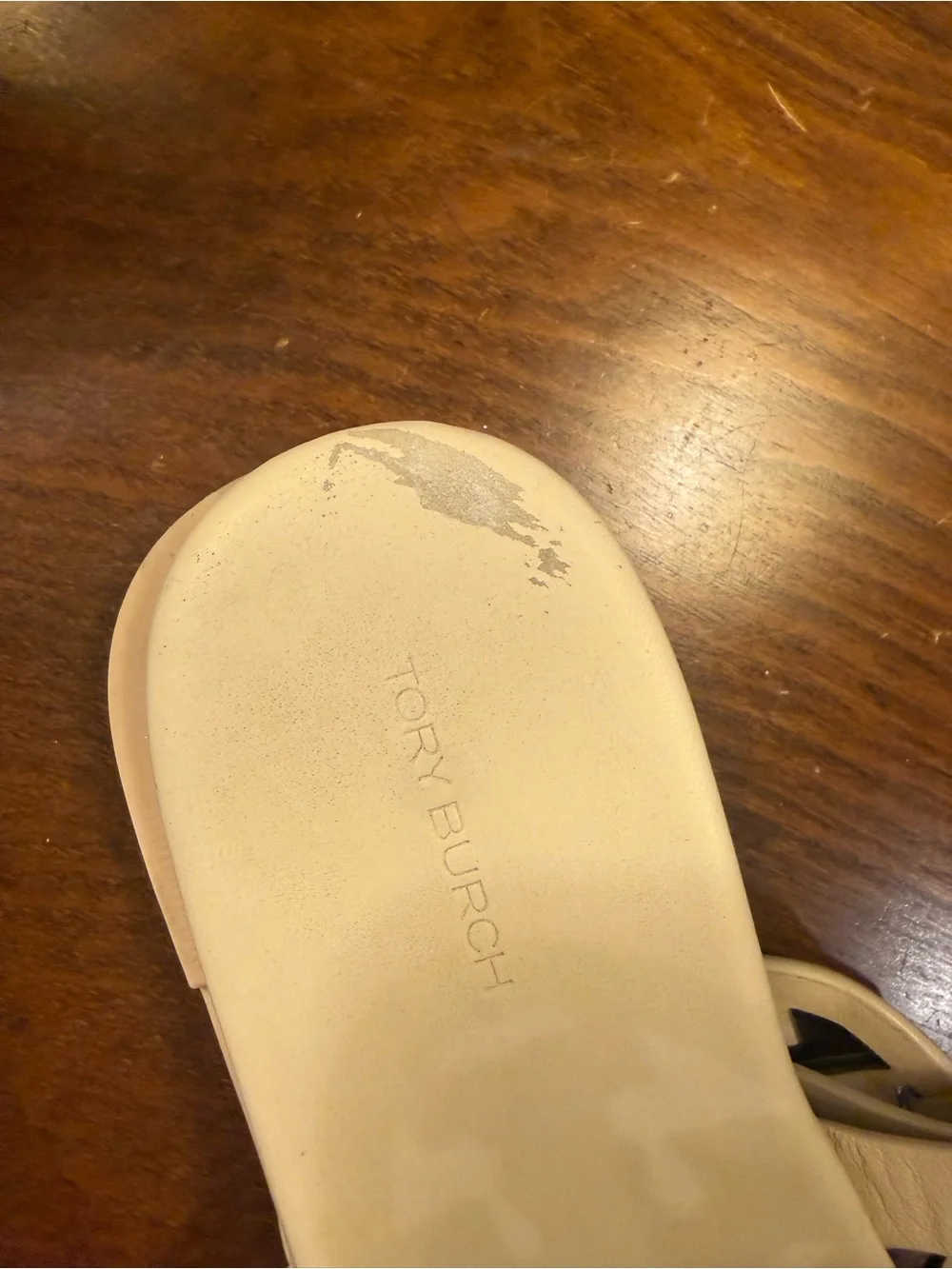 Tory Burch Miller Metal Cream Gold Leather Thong Sandals Size 8